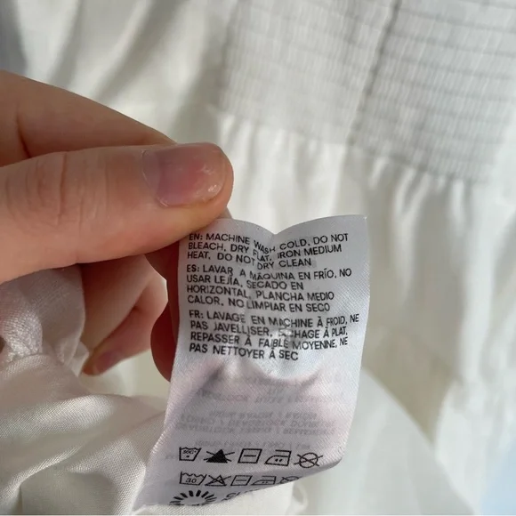 Reformation Delia Linen Dress White Bubble Skirt Square Neck Drop Waist Size 10 - Picture 10 of 12